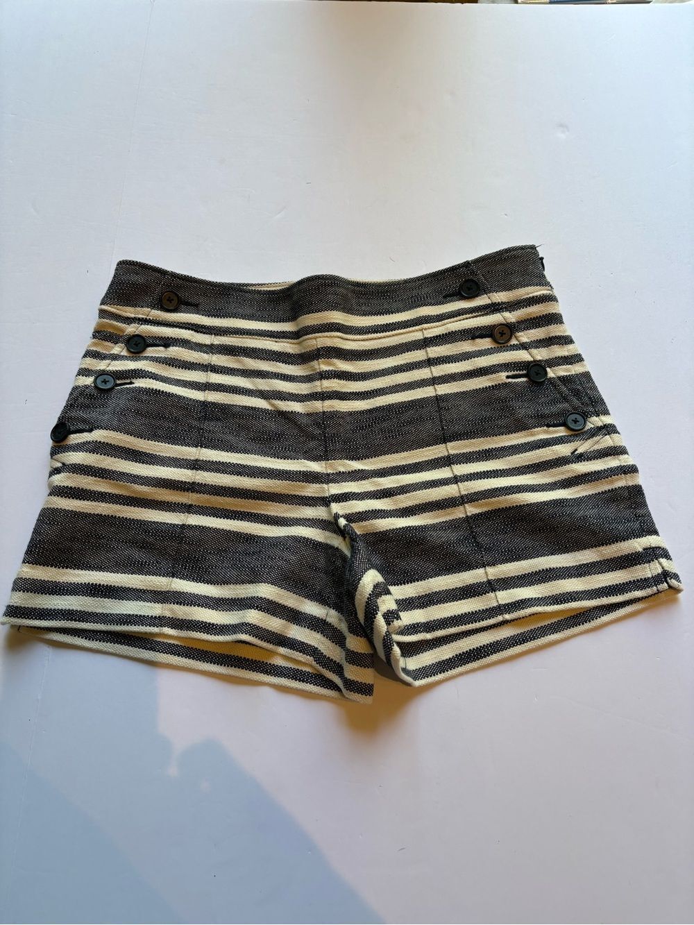 Loft Striped Black and Cream Women’s Shorts 100% Cotton Size 2P